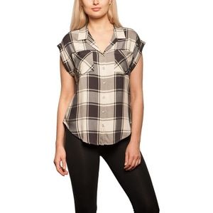 Jachs Girlfriend Ladies Plaid Short Sleeve Blouse